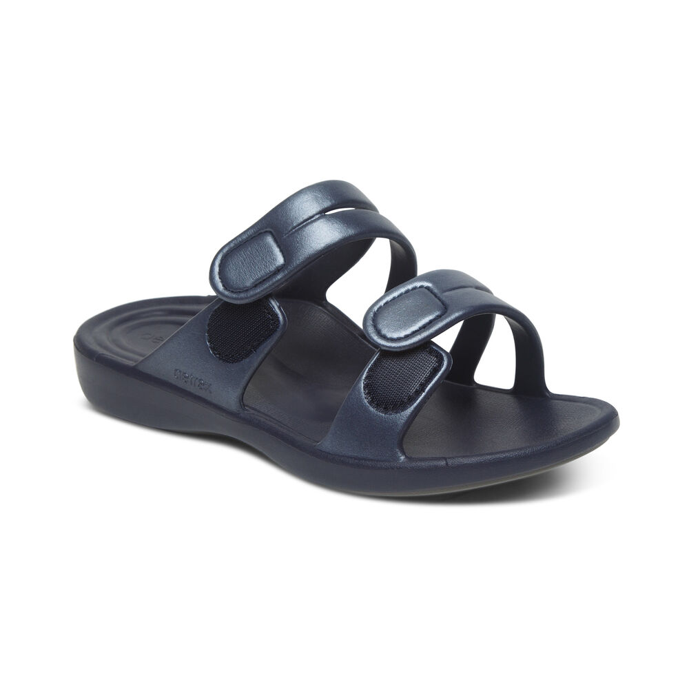 Aetrex Women's Janey Sport Water-Friendly Sandals - Navy | USA XJZUTY8